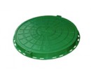Люк пластиковый круглый D800.100 А15 лёгкий с шарниром (зелёный)